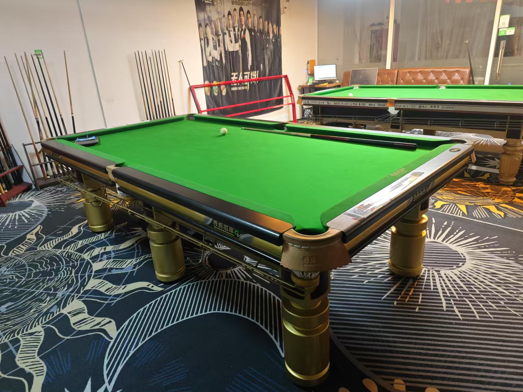 二手乔氏石库钢库黑八台球桌