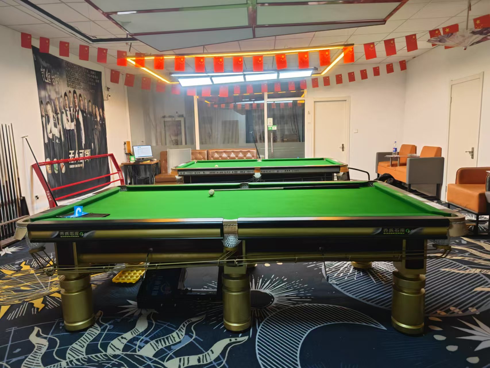 二手乔氏石库钢库黑八台球桌