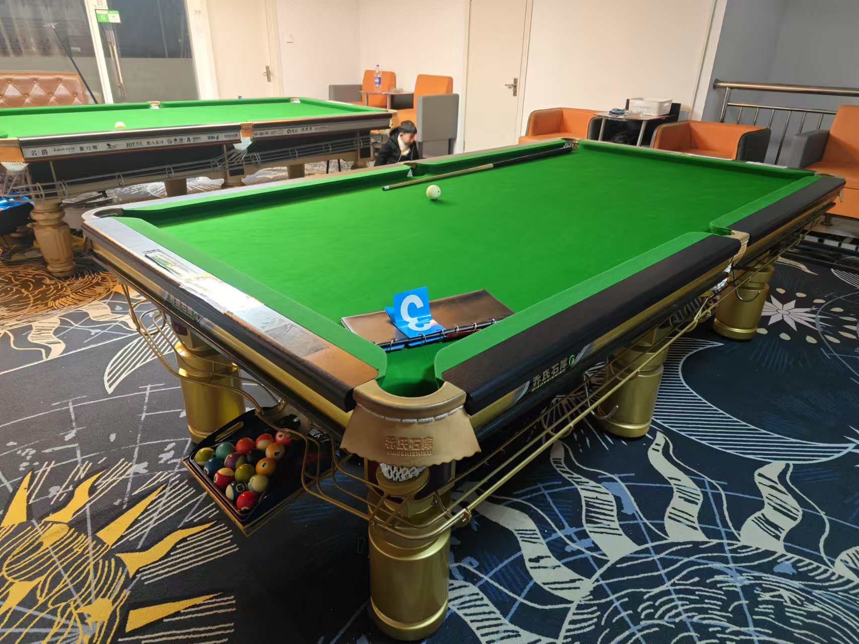 二手乔氏石库钢库黑八台球桌